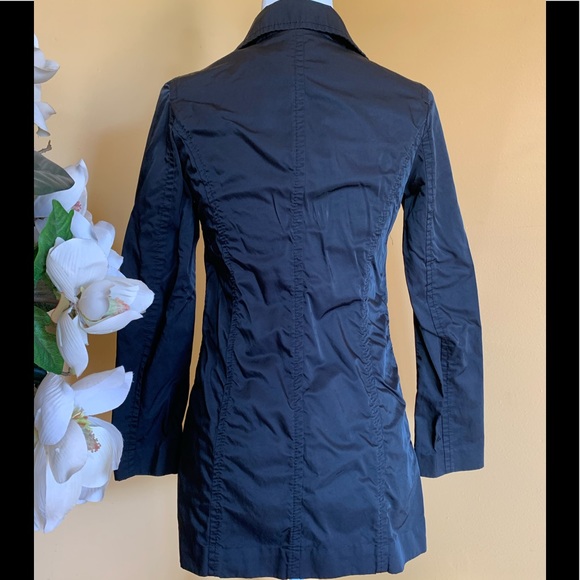 Forever 21 Black Trench Rain Coat Button Closure Nylon Coat Size Small. - Picture 2 of 8
